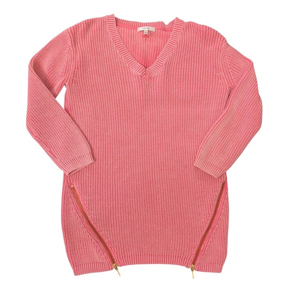 tyler böe Sweaters - Tyler Boe Mineral Wash Sweater Pink Cotton Gold Zippers V- neck Swancore XS‎